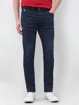 U.S. Polo Assn. Denim Co. - Men Blue Cotton Solid Straight Jeans