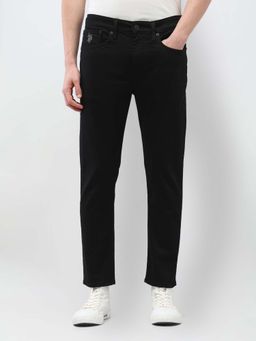 U.S. Polo Assn. Denim Co. - Men Black Cotton Solid Relaxed Jeans