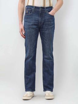 U.S. Polo Assn. Denim Co. - Men Blue Cotton Solid Straight Jeans