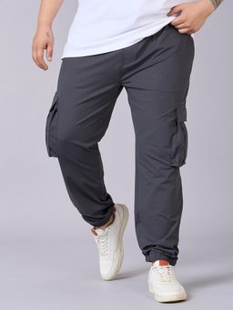 UNSIZED - Men Grey Polyester Solid Tapered Cargo Pant