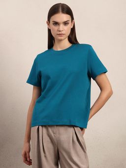 VERO MODA - Crew Neck Cotton T-shirt - Teal