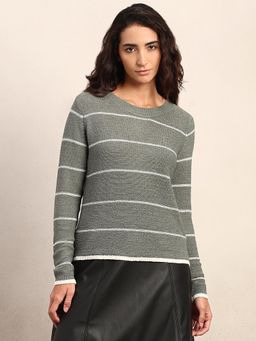 VERO MODA - Green Striped Knitted Pullover