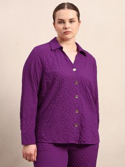 VERO MODA - Curve Purple Textured Shirt