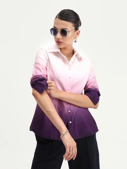 RAREISM - Women Batim Purple Collared Neck Regular Fit Shirt