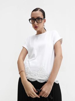 RAREISM - Women Celo White Crew Neck Regular Fit T-Shirt