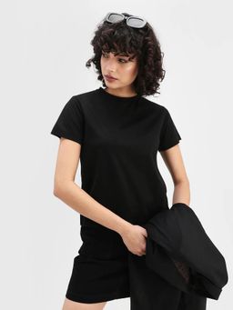 RAREISM - Women Clive Black Crew Neck Regular Fit T-Shirt