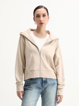 RAREISM - Women Div Beige Hooded Regular Fit Hoodie