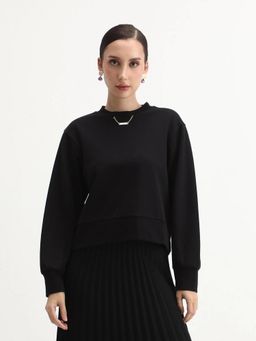 RAREISM - Women Naz Black Crew Neck Relaxed Fit Sweatshirt