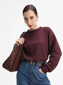RAREISM - Women Nebo Purple Crew Neck Relaxed Fit Sweatshirt
