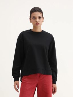 RAREISM - Women Raze Black Crew Neck Relaxed Fit Sweatshirt