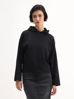 RAREISM - Women Rio Black Hooded Regular Fit Hoodie