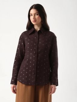 RAREISM - Women Ronjaz Dusky Brown Collared Regular Fit Shirt