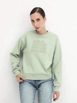 RAREISM - Women Staz Light Green Crew Neck Regular Fit Sweatshirt