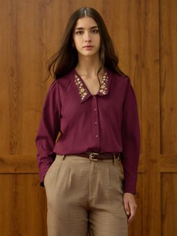 U.S. POLO ASSN. - Purple Solid Regular Fit Shirt