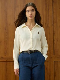 U.S. POLO ASSN. - Cream Textured Regular Fit Shirt