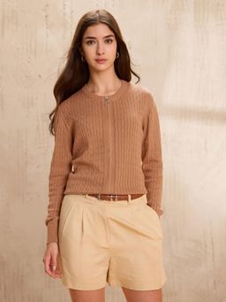 U.S. POLO ASSN. - Beige Textured Regular Fit Sweater