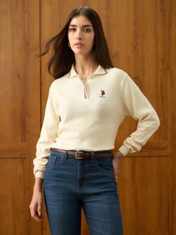 U.S. POLO ASSN. - Cream Regular Fit Solid Cardigan