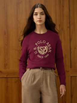 U.S. POLO ASSN. - Purple Brand Printed Raglan Fit Sweater