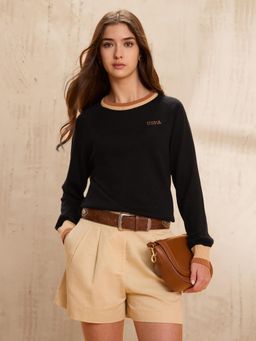 U.S. POLO ASSN. - Black Raglan Fit Solid Sweater