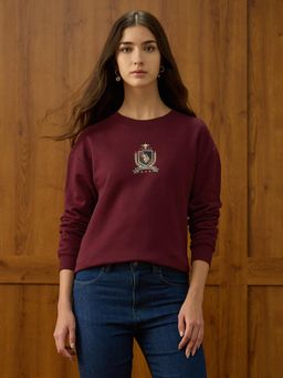 U.S. POLO ASSN. - Brand Applique Maroon Regular Fit Sweatshirt