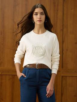 U.S. POLO ASSN. - Brand Embroidered White Regular Fit Sweatshirt