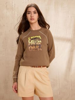 U.S. POLO ASSN. - Beige Brand Printed Regular Fit Sweatshirt