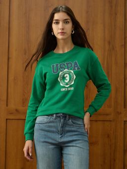 U.S. POLO ASSN. - Green Drop Shoulder Brand Printed Sweatshirt