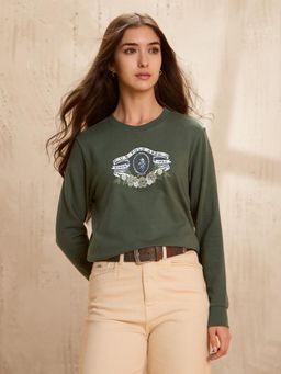 U.S. POLO ASSN. - Green Brand Printed Regular Fit Sweatshirt