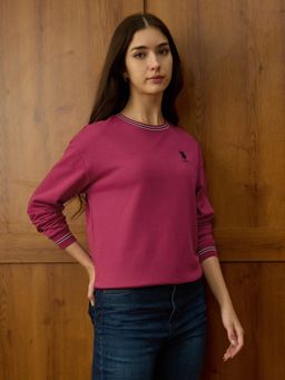 U.S. POLO ASSN. - Pink Solid Drop Shoulder Sweatshirt