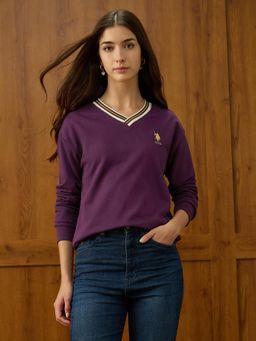 U.S. POLO ASSN. - Purple Solid Regular Fit Sweatshirt