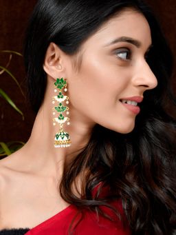 Silvermerc Designs - Gold Plated Green Dome Shaped Handcrafted Jhumkas