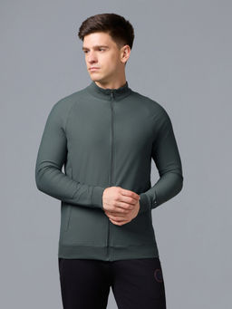 Technosport - Men Green Solid Slim Fit Sports Jacket