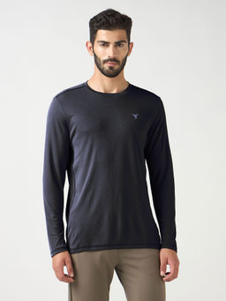 Technosport - Men Blue Solid Slim Fit Round Neck Sports T-Shirt