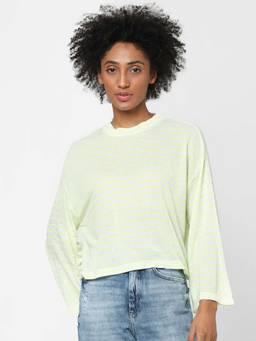 ONLY - Women Striped White T-Shirt