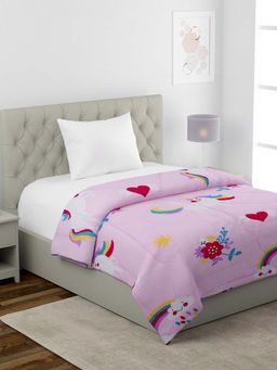 HOSTA HOMES - Pink & Red Heavy Winter 210 Gsm Cotton Single Bed Comforter