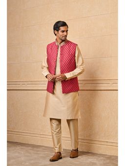 TASVA - Men Pink Viscose Blend Abstract Jacket with Kurta and Pyjama