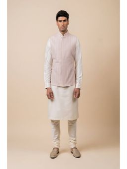 TASVA - Men Purple Viscose Blend Embroidered Jacket with Kurta and Churidar