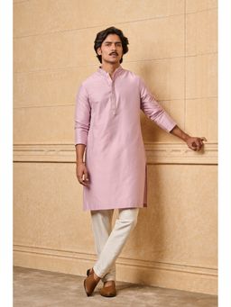 TASVA - Men Purple Viscose Blend Embroidered Kurta with Pyjama