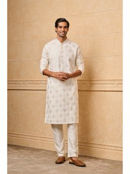 TASVA - Men Multi-Color Cotton Embroidered Kurta with Pyjama
