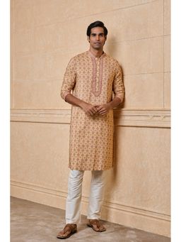 TASVA - Men Yellow Viscose Blend Geometric Kurta with Pyjama