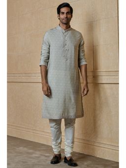 TASVA - Men Beige Viscose Blend Floral Kurta with Churidar