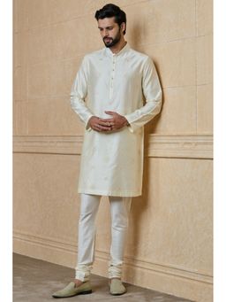 TASVA - Men Ivory Viscose Blend Embroidered Kurta with Pyjama