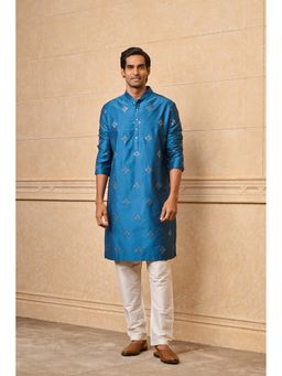 TASVA - Men Blue Viscose Blend Embroidered Kurta with Pyjama