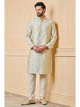 TASVA - Men Green Viscose Blend Embroidered Kurta with Churidar