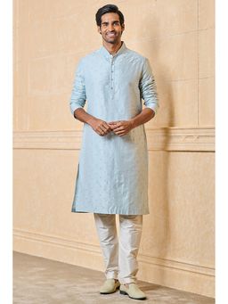 TASVA - Men Blue Viscose Blend Embroidered Kurta with Pyjama