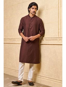 TASVA - Men Brown Viscose Blend Stripes Kurta with Pyjama