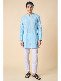 TASVA - Men Blue Cotton Stripes Kurta with Pant