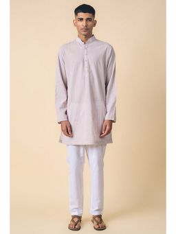 TASVA - Men Grey Cotton Solid Kurta with Pyjama