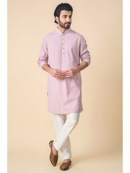 TASVA - Men Purple Cotton Solid Kurta with Pyjama