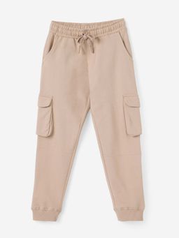 The Souled Store - Originals Solids Beige Boys Cargo Joggers